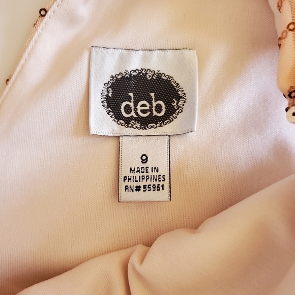 7346 * Deb Sequin Scallop Tulle Dress Blush Blue Size 9 - Picture 3 of 9